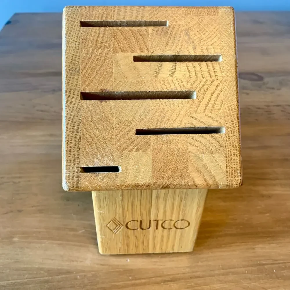 CUTCO 5 Slot Gourmet Knife Block #1749 Solid Honey Finish Oak (Block only)
